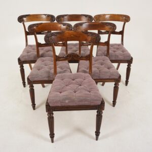 Set of 6 Regency Wood Dining Chairs Lift-up Seats, Scotland 1830, F-594