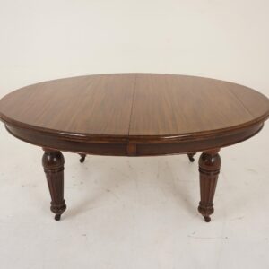 Antique Victorian Oval Walnut Dining Table, 2 Leaves Scotland 1870 F-045