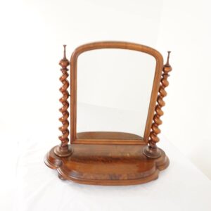 Antique Victorian Barley Twist Walnut Dressing Table or Vanity Mirror, Scotland 1880, H144