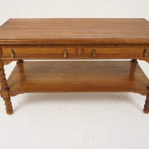 Antique Victorian Carved Tiger Oak Barley Twist Writing Table,Oak Server,Oak Hall Table,Scotland 1900 F-1279