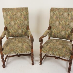 Pair of French Walnut Upholstered Fauteuil Armchairs Origin: France,Circa 1870( F-1276)