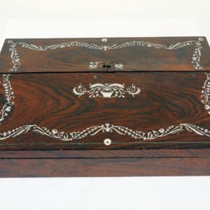 Antique Victorian Writing Slope, Wood And Mother Of Pearl, Scotland 1870, F-613
