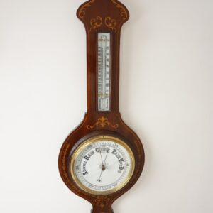 Antique Art Nouveau Barometer, Sheraton Inlaid Aneroid Barometer, Scotland 1910, F-143