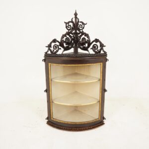 Antique Victorian Carved Walnut Ebonized Corner Display Cabinet, Scotland 1850, F-221