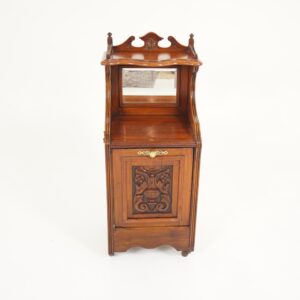 Antique Victorian Walnut Mirror Back Coal box, fireside box, cabinet, Purdonium, Scotland 1880, F-351