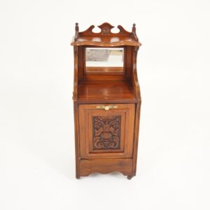 Antique Victorian Walnut Mirror Back Coal box, fireside box, cabinet, Purdonium, Scotland 1880, F-351