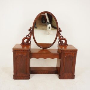 Antique Victorian Walnut Double Pedestal Vanity Dressing Chest, Table, Scotland 1880, F-337