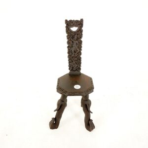 Antique Carved Oak Spinning Chair, Hall Chair, Scotland 1880, F-837