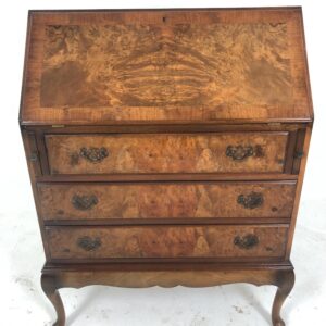 Vintage Burl Walnut Ladies Writing Desk, Slant Front Desk, Scotland 1920, F-838