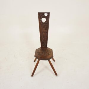 Large Antique Carved Oak Spinning Chair, hall Chair, Scotland 1880, F-696
