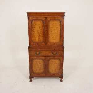 Vintage Burr Walnut Cocktail Drinks Cabinet, Scotland 1930, F-396