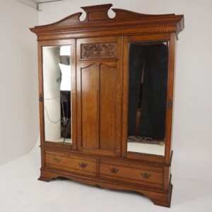 Aesthetic Movement Tiger Oak Armoires, Maple + Co. London, England 1900, F-539