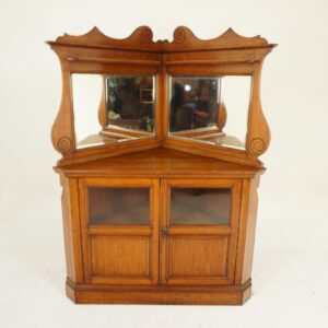 Antique Oak Corner Cabinet ,Display Cabinet, Scotland 1900 F-050
