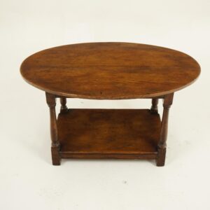 18th Century Style Oak Oval Coffee Table, Pegged- Scotland 1950 F-1308