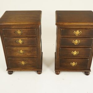 Vintage Oak Nightstands: Pair of 4-Drawer Bedside Tables, Reprodux England