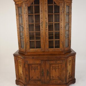 Antique Carved Oak French Buffet A' Deux Corps Display Cabinet France 1890 F-1275