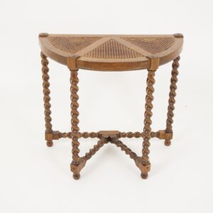 Vintage Oak Barley Twist Bow Front Side Table with canning top - Scotland 1920 F-1518