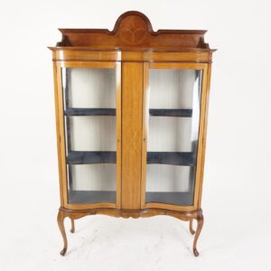 Antique Victorian Art Nouveau Bow Front Inlaid Display Cabinet F-Scotland 1910 F-220