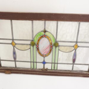 Antique Framed Leaded Stained Glass Window - American 1920 F-1511
