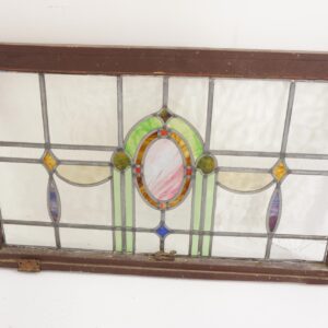 Antique Framed Leaded Stained Glass Window - American 1920 F-1511