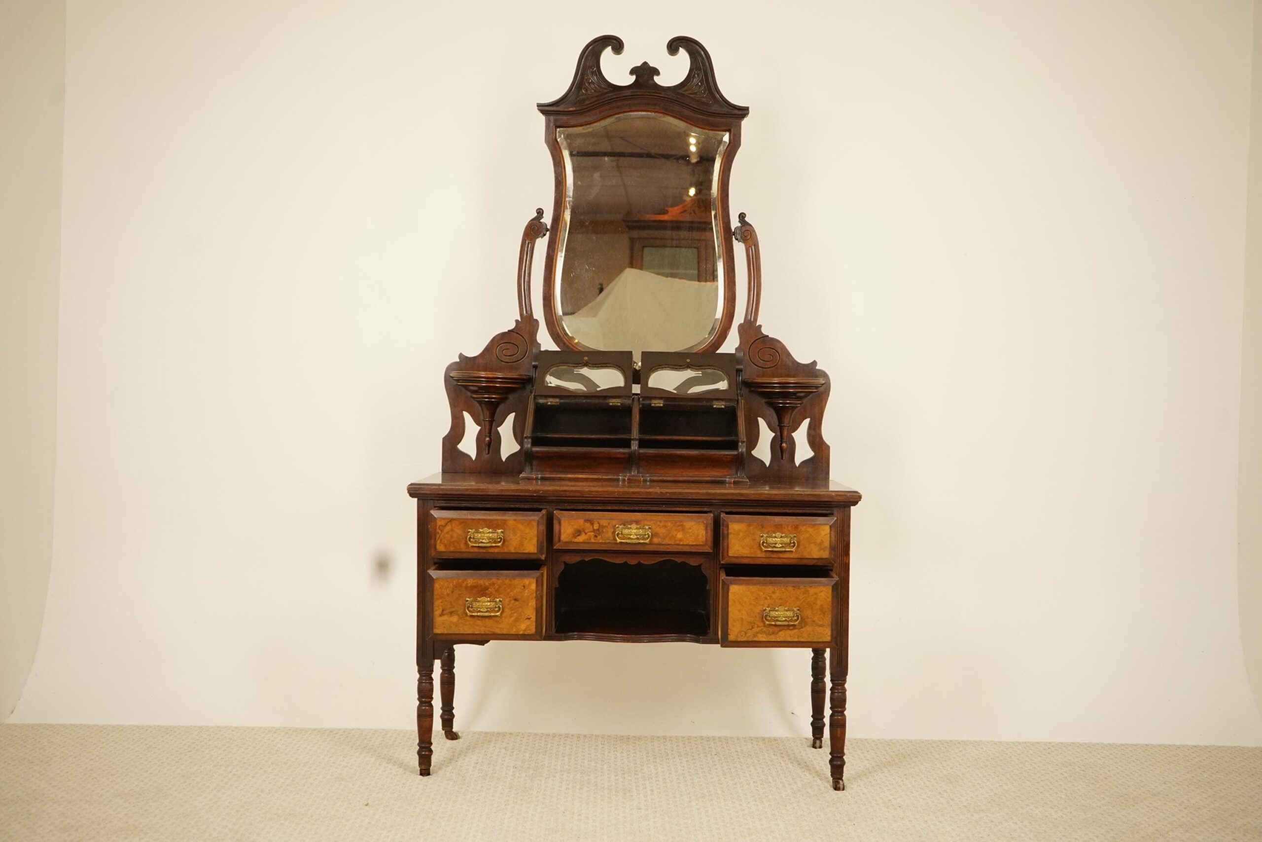 Late Victorian Walnut Vanity - Scotland 1870 F-1522