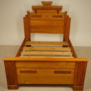 Antique Victorian Ash and Oak Queen Sized Bed (Converted) American 1880 F- 1549A