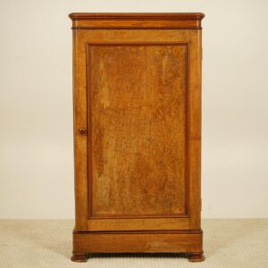 Antique Victorian Single Door Walnut Linen Cupboard, Housekeepers Cupboard Scotland 1870 F-1552