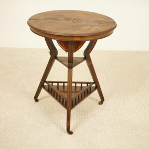 Victorian Walnut Inlaid Circular Work Table, Sewing Table Scotland 1870 F-1528