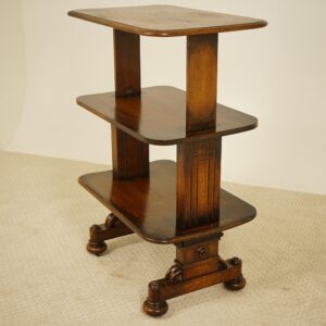 Antique Victorian Tiger Oak Dumb Waiter, Butlers Metamorphic Buffet Table Scotland 1880 F-1558