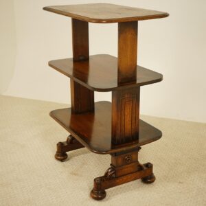 Antique Victorian Tiger Oak Dumb Waiter, Butlers Metamorphic Buffet Table Scotland 1880 F-1558