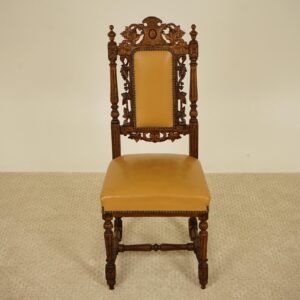 Antique Victorian Carved Oak Hall Chair  Scotland 1870 F--1564