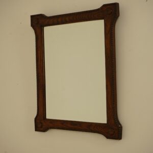 Antique Oak Beaded  Framed Beveled Wall Mirror Scotland 1920 F-1553