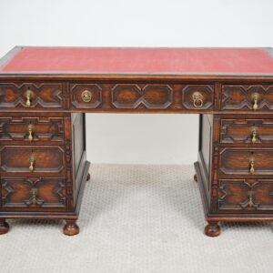 Antique Oak Double Pedestal Freestanding Desk Scotland 1910 F-1543