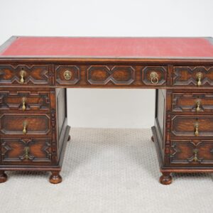 Antique Oak Double Pedestal Freestanding Desk Scotland 1910 F-1543