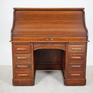 Antique Freestanding Quality Oak Roll Top Desk Scotland 1910 F-1574