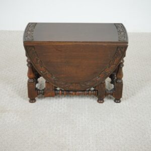 Petite Vintage Carved Oak Drop Leaf , Gateleg , Coffee Table Scotland 1920 F--1591