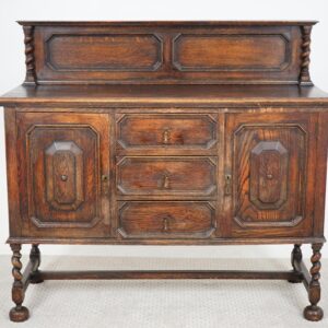 Vintage Oak Barley Twist Sideboard, Server Scotland 1910 F-1573