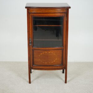 Sheraton Style Walnut Inlaid Bow Front China, Display Cabinet Scotland 1910- F-1589