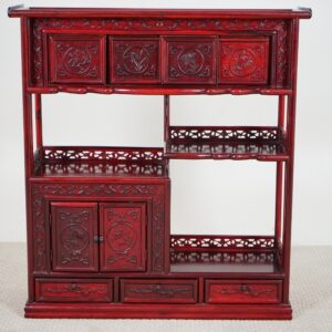 Vintage Carved Japanese Rosewood Curio, Display Cabinet Japan 1940 F-1569