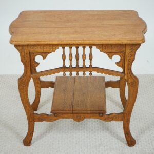 Antique Carved Oak Stick & Ball Parlor , Lamp Table American 2890 F-1587