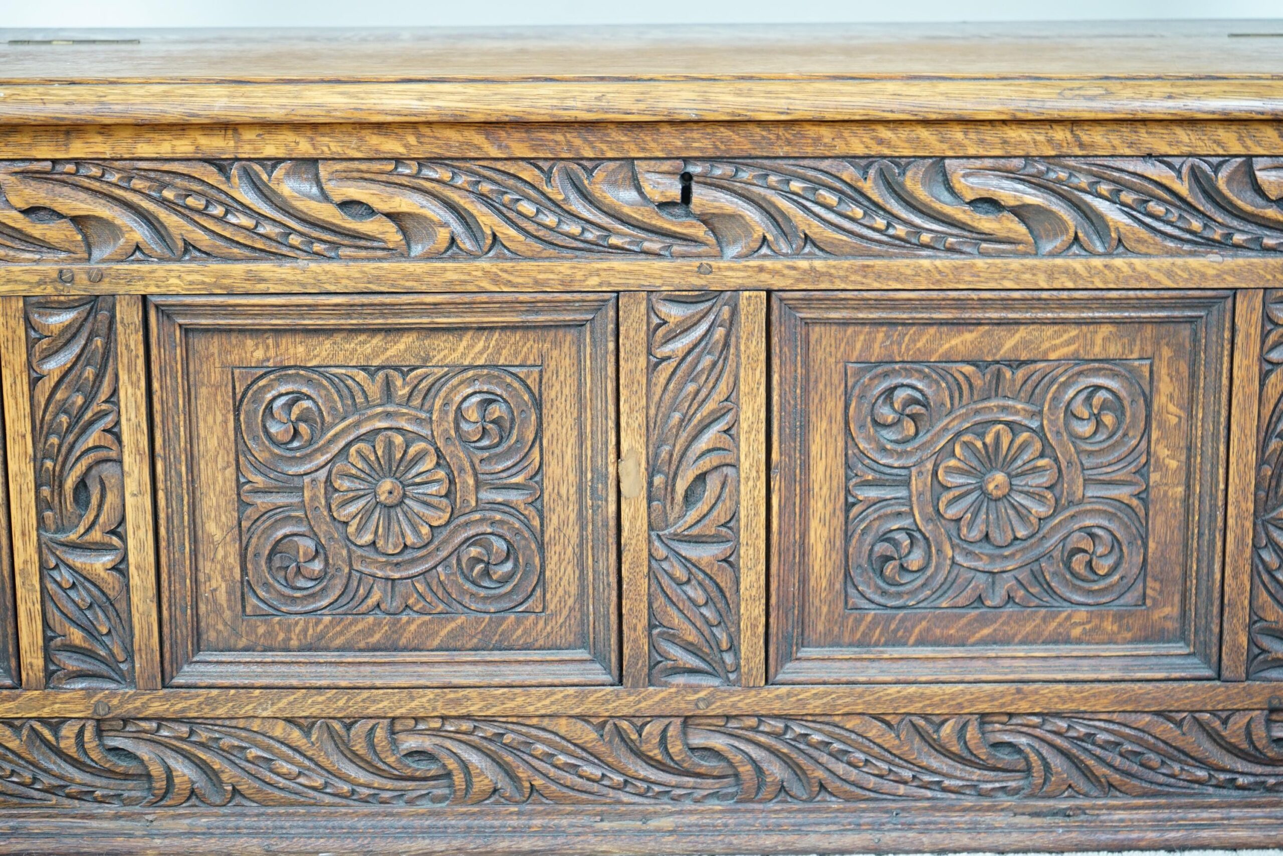 Victorian Carved Oak High Back Hall Seat, Bench - Scotland 1880- F-1594 - Image 5