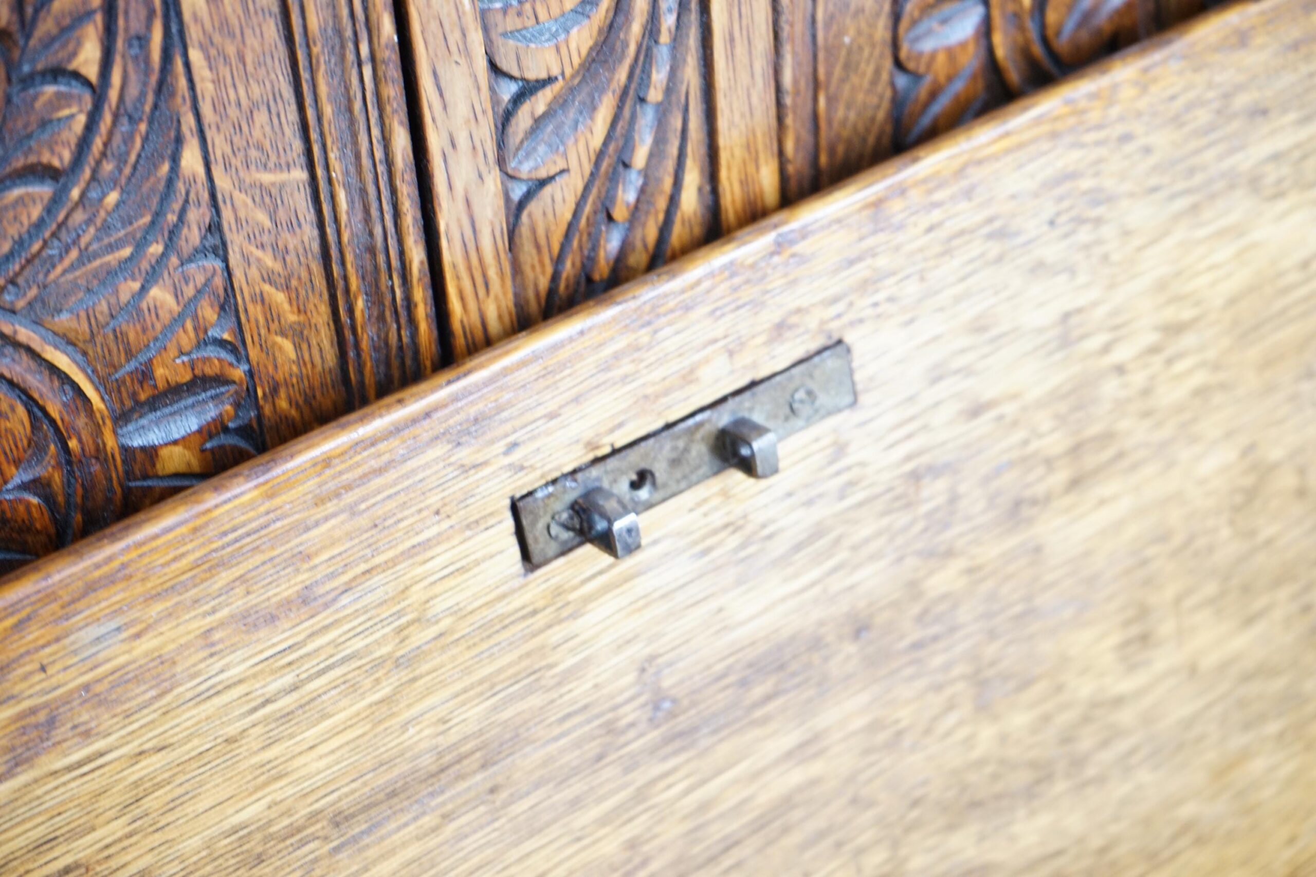 Victorian Carved Oak High Back Hall Seat, Bench - Scotland 1880- F-1594 - Image 8