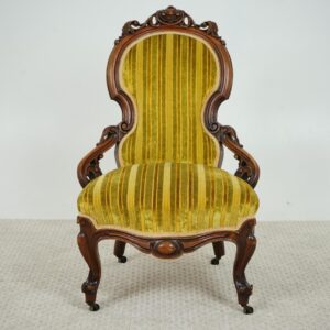 Quality Victorian Carved Walnut Nursing, Slipper Chair- Scotland 1870 F-1603