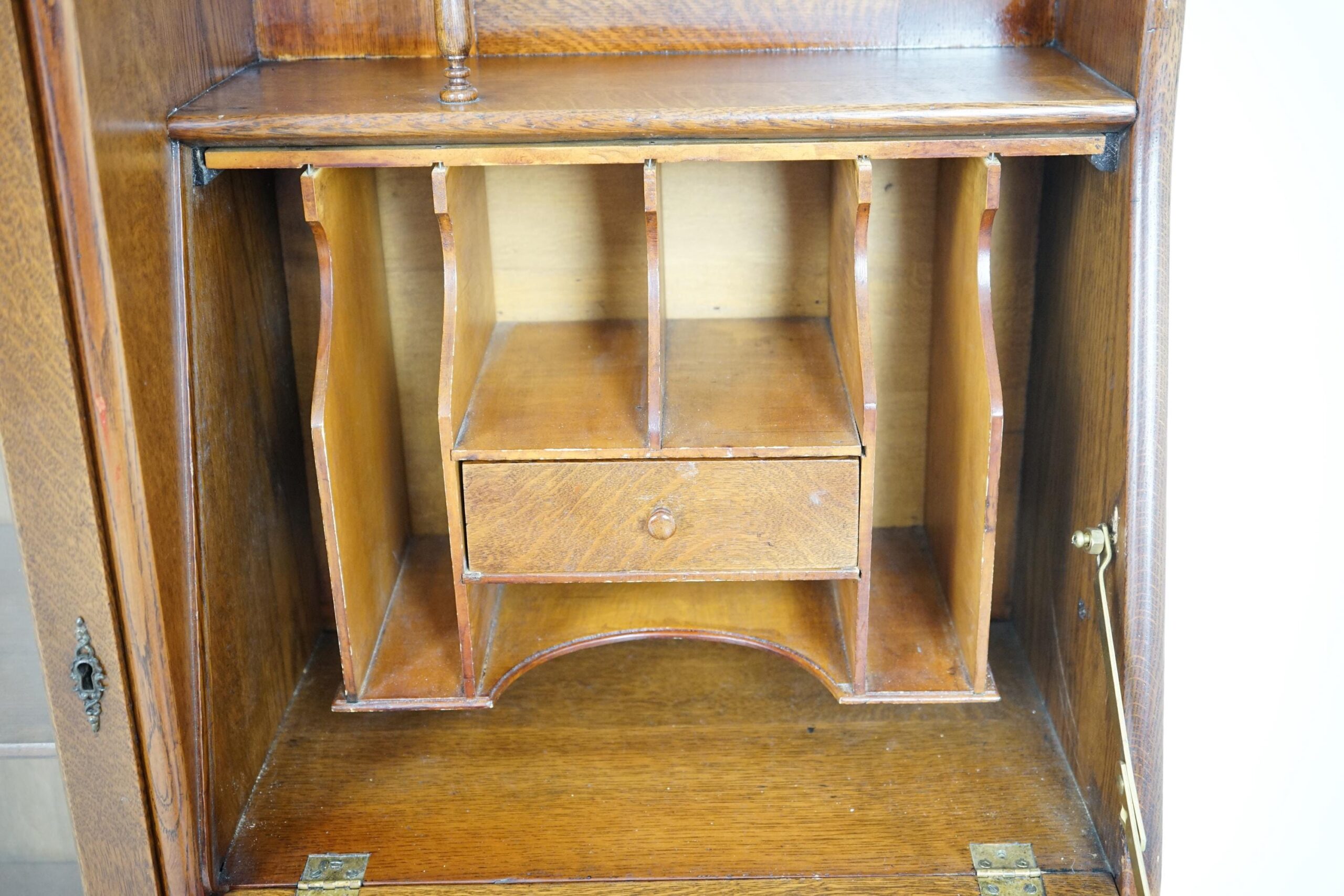 Antique Victorian Carved Oak Side by side Secretary Desk/Bookcase F-1614 - Image 5