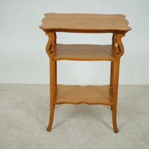 Antique Stick and Quartersawn Oak Parlor Table, Bookrack F-1596