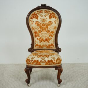 Antique Victorian Carved Walnut Nursing, Slipper Chair Scotland 1870 F-1607