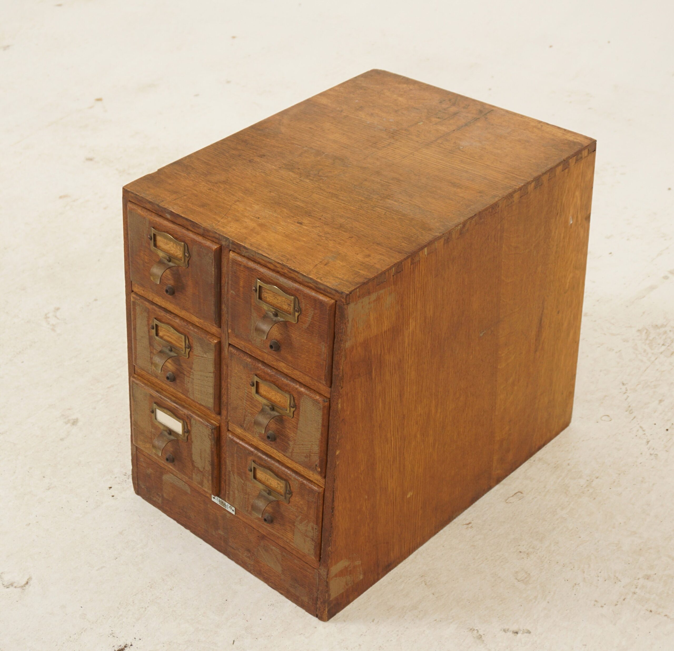 Vintage Oak Six Drawer Card File Cabinet, Slant Front Arts & Craft Scotland 1930,F-1074 - Image 2