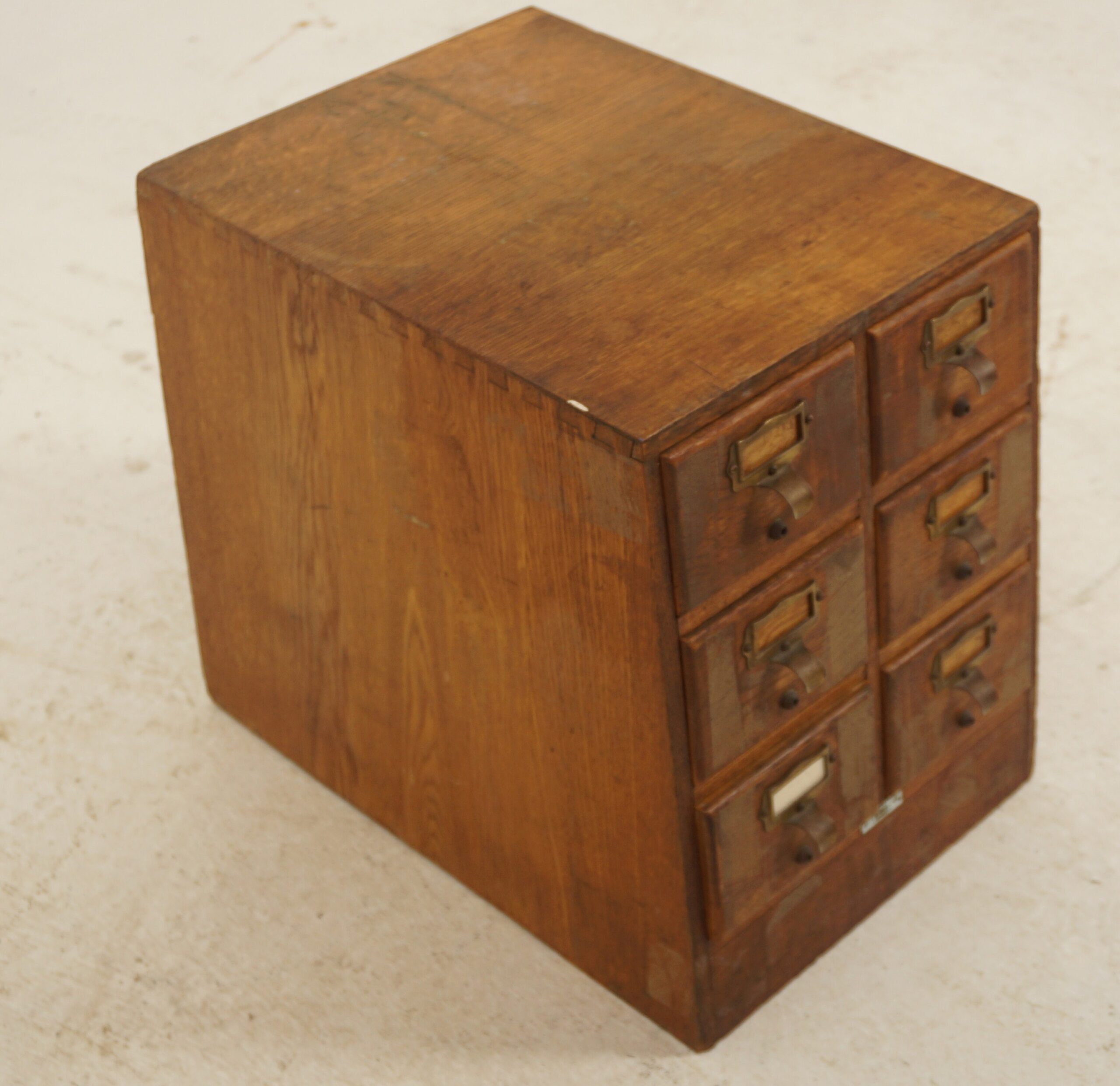 Vintage Oak Six Drawer Card File Cabinet, Slant Front Arts & Craft Scotland 1930,F-1074 - Image 3