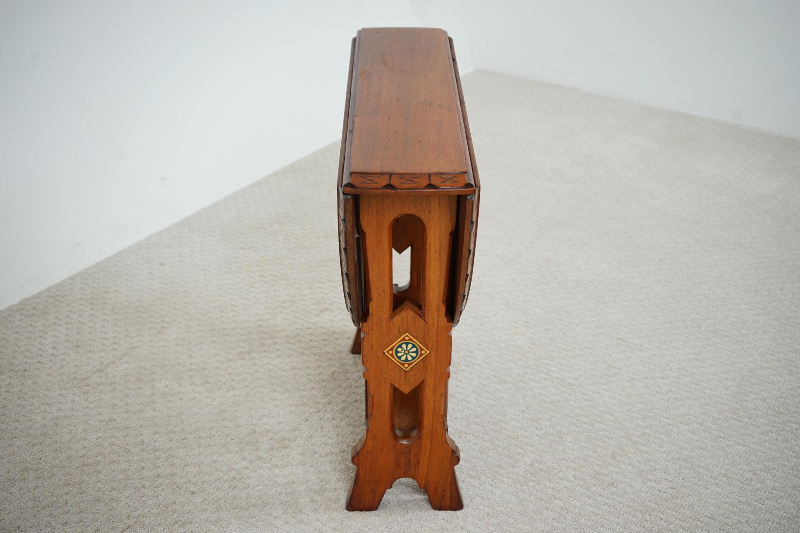 Carved Oak Arts & Crafts, Gateleg, Drop Leaf Table Scotland 1910 F-1605 - Image 3