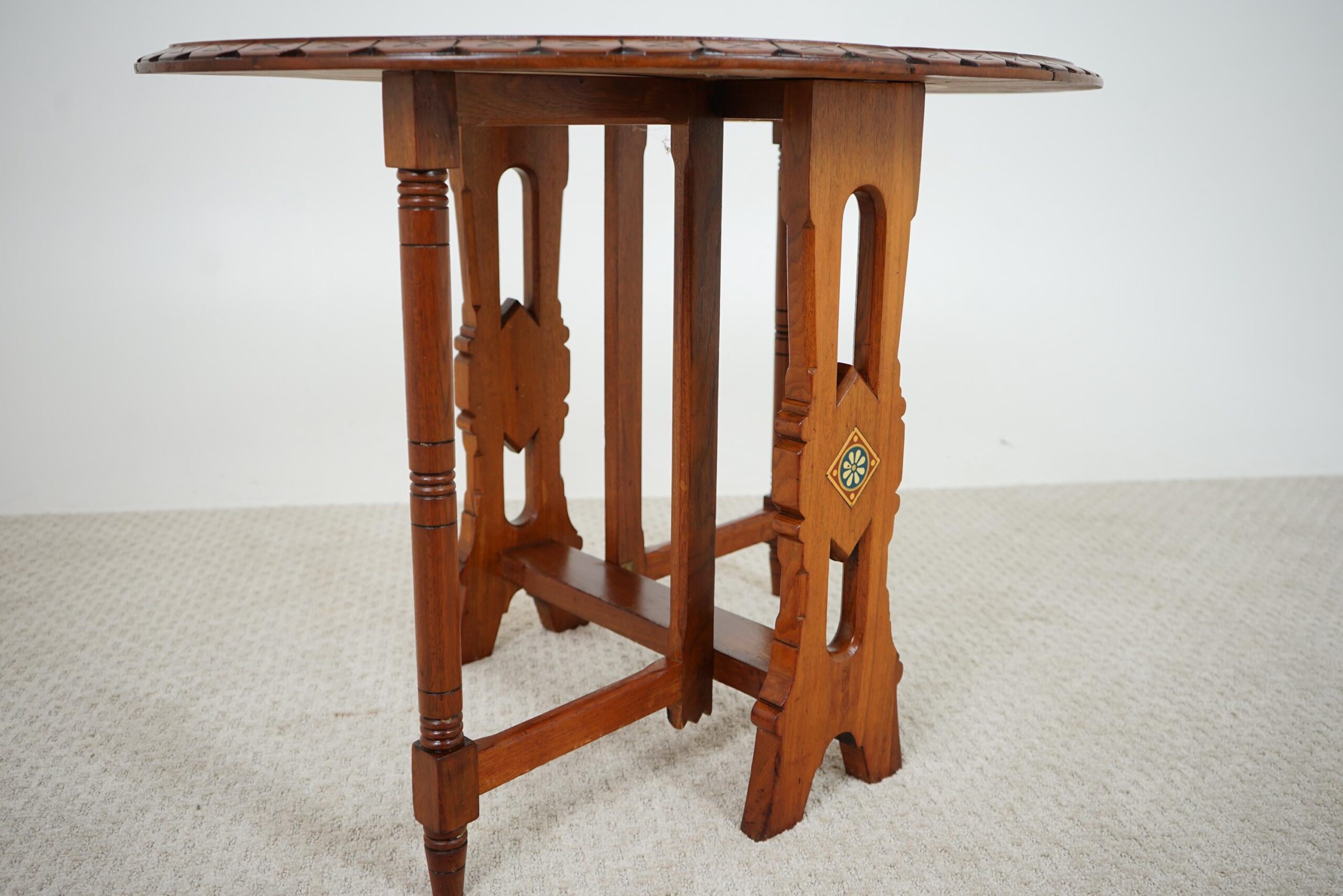 Carved Oak Arts & Crafts, Gateleg, Drop Leaf Table Scotland 1910 F-1605 - Image 7